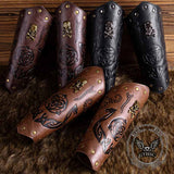 Retro Embossed Skull Rivet PU Leather Knight Bracers 01 | Gthic.com