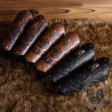 Retro Embossed Skull Rivet PU Leather Knight Bracers 03 | Gthic.com