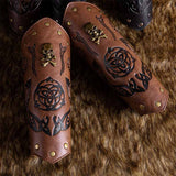 Retro Embossed Skull Rivet PU Leather Knight Bracers