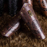 Retro Embossed Skull Rivet PU Leather Knight Bracers