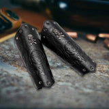 Retro Embossed Skull Rivet PU Leather Knight Bracers