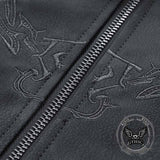 Retro Embroidered Pattern American PU Leather Jacket