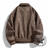 Retro Embroidered Pattern American PU Leather Jacket