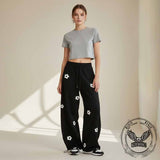 Retro Floral Embroidered Versatile Casual Pants | Gthic.com