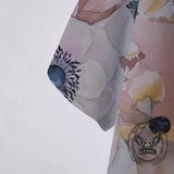 Retro Floral Print Short Sleeve Stand Collar Polo Shirt | Gthic.com