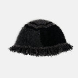 Retro Fringed Edge Patchwork Knitted Bucket Hat