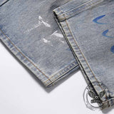 Pantaloni punk da uomo in cotone con stampa teschio patch