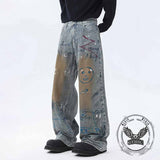 Retro High Street Letter Graffiti Design Baggy Jeans | Gthic.com