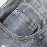 Pantaloni punk da uomo in cotone con stampa teschio patch