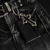 Retro Hollowed-Out Cross PU Leather Waist Wallet | Gthic.com