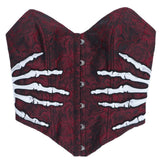 Retro Jacquard Gothic Skeleton Hand Embroidered Tube Top
