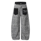 Pantaloni punk da uomo in cotone con stampa teschio patch