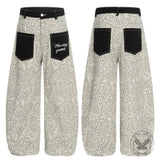 Pantaloni punk da uomo in cotone con stampa teschio patch