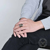 Retro Masonic Symbol Stainless Steel Ring 02 | Gthic.com