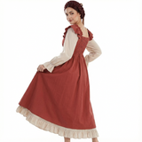 Retro Medieval Ruffle Colorblock Lace-Up Dress