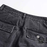 Retro Multi-Pocket Strappy Wide-Leg Cargo Jeans