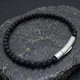 Retro Natural Stone Stainless Steel Snap-Button Bracelet