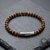 Retro Natural Stone Stainless Steel Snap-Button Bracelet