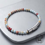 Retro Natural Stone Stainless Steel Snap-Button Bracelet