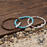 Retro Natural Stone Stainless Steel Snap-Button Bracelet | Gthic.com