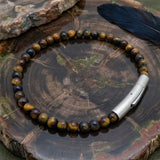 Retro Natural Stone Stainless Steel Snap-Button Bracelet