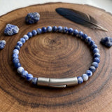 Retro Natural Stone Stainless Steel Snap-Button Bracelet