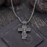 Retro Orthodox Crucifixion Stainless Steel Cross Pendant