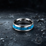 Retro Rhombus Facet Turquoise Stainless Steel Band Ring