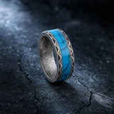 Retro Rhombus Facet Turquoise Stainless Steel Band Ring