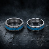 Retro Rhombus Facet Turquoise Stainless Steel Band Ring
