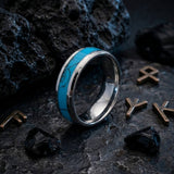 Retro Rhombus Facet Turquoise Stainless Steel Band Ring