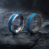 Retro Rhombus Facet Turquoise Stainless Steel Band Ring | Gthic.com
