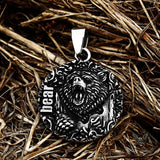 Retro Roaring Bear Stainless Steel Animal Pendant | Gthic.com
