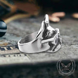 Retro Sunglasses Puppy Drip Glue Stainless Steel Ring