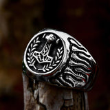 Retro Thor's Hammer Flame Stainless Steel Viking Ring | Gthic.com