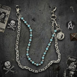 Retro Turquoise-Beaded Double-Layer Alloy Pants Chain | Gthic.com