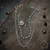 Retro Turquoise-Beaded Double-Layer Alloy Pants Chain | Gthic.com