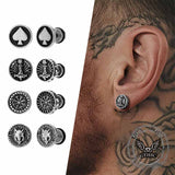 Retro Viking Pattern Stainless Steel Stud Earrings 01 | Gthic.com