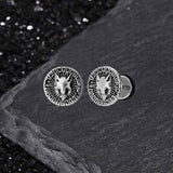 Retro Viking Pattern Stainless Steel Stud Earrings