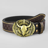 Retro Western Cowboy Bull Relief Pattern PU Leather Belt | Gthic.com