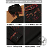 Retro Western Cowboy Patchwork Long-Sleeve Shirt