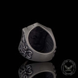 Retro Winged Skull Shield Cross Sterling Silver Ring