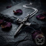 Retro Wooden Stake Cross Stainless Steel Pendant | Gthic.com