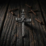 Retro Wooden Stake Cross Stainless Steel Pendant | Gthic.com