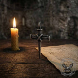 Retro Wooden Stake Cross Stainless Steel Pendant