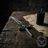 Retro Wooden Stake Cross Stainless Steel Pendant