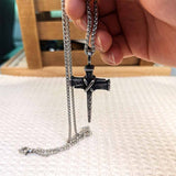 Retro Wooden Stake Cross Stainless Steel Pendant