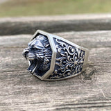 Roaring Lion Sterling Silver Ring | Gthic.com