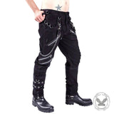 Rock Chain-Embellished Cotton Cargo Pants
