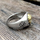 Anello teschio in argento sterling con simbolo della roccia